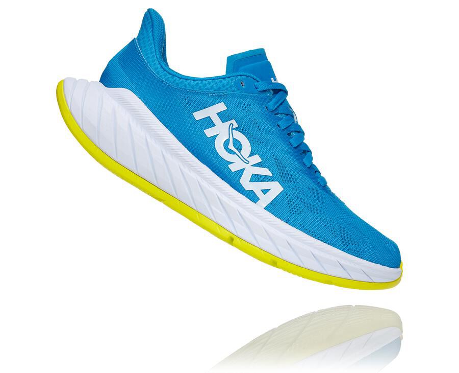 Hoka Australia One One Carbon X 2 - Womens Running Shoes Blue/White - UKOZY-4916